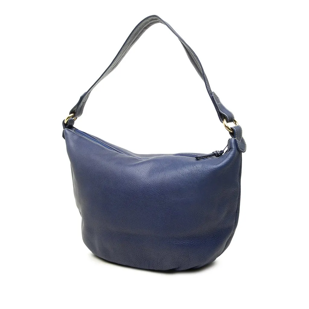 Loewe Pebbled Calfskin Anagram Hobo Blue Leather Good - Back View