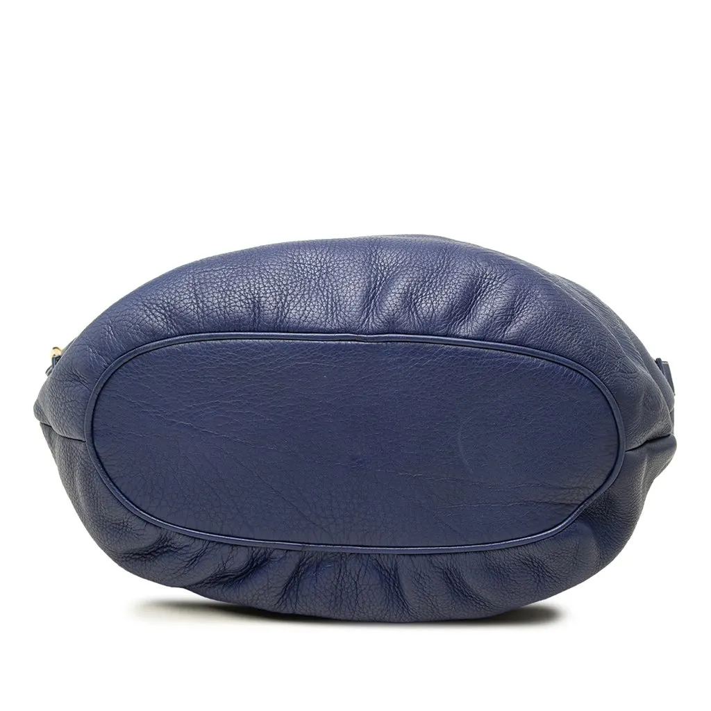 Loewe Pebbled Calfskin Anagram Hobo Blue Leather Good - Inside View