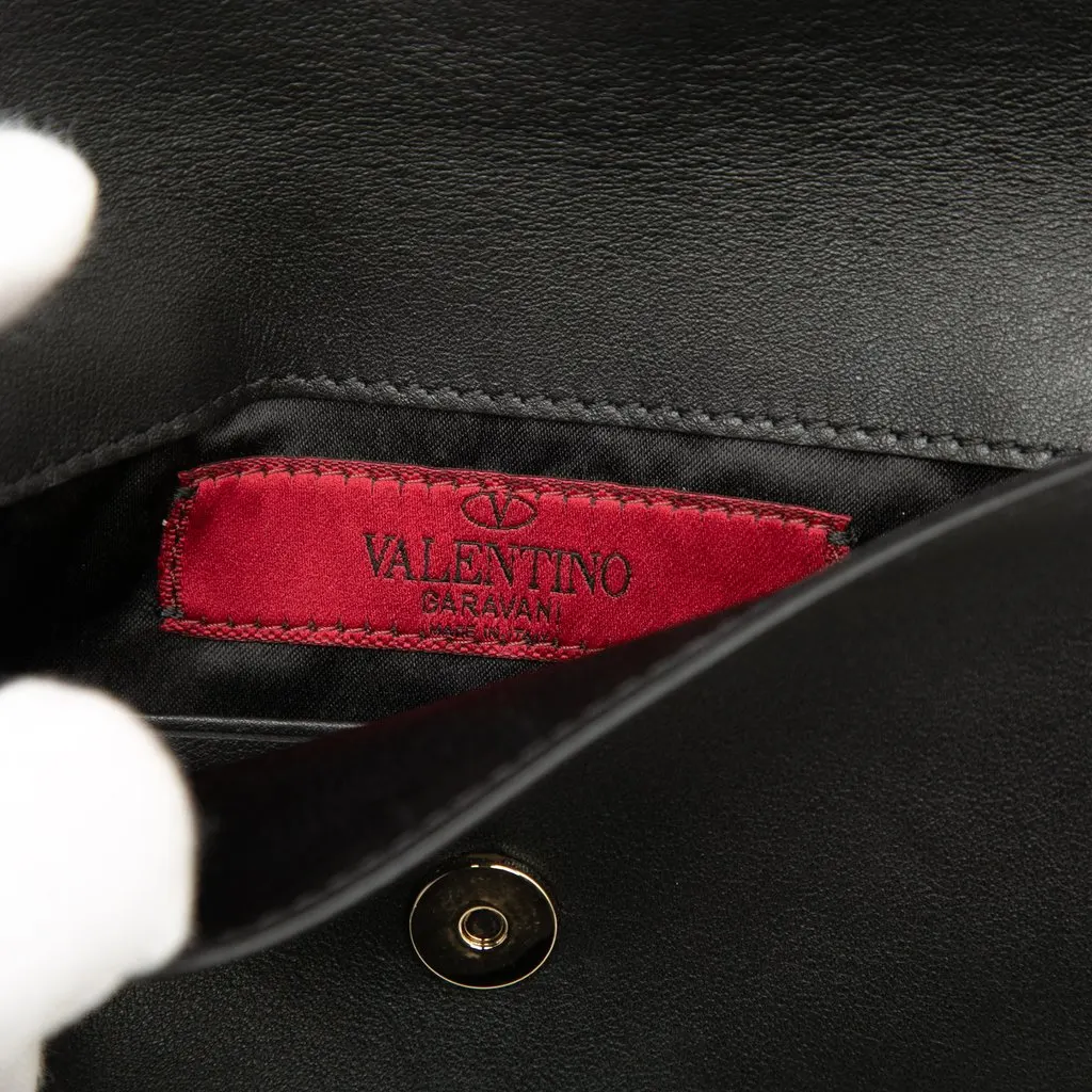 Valentino Calfskin Rockstud Envelope Flat Wristlet Clutch Black Leather Very good - Box View