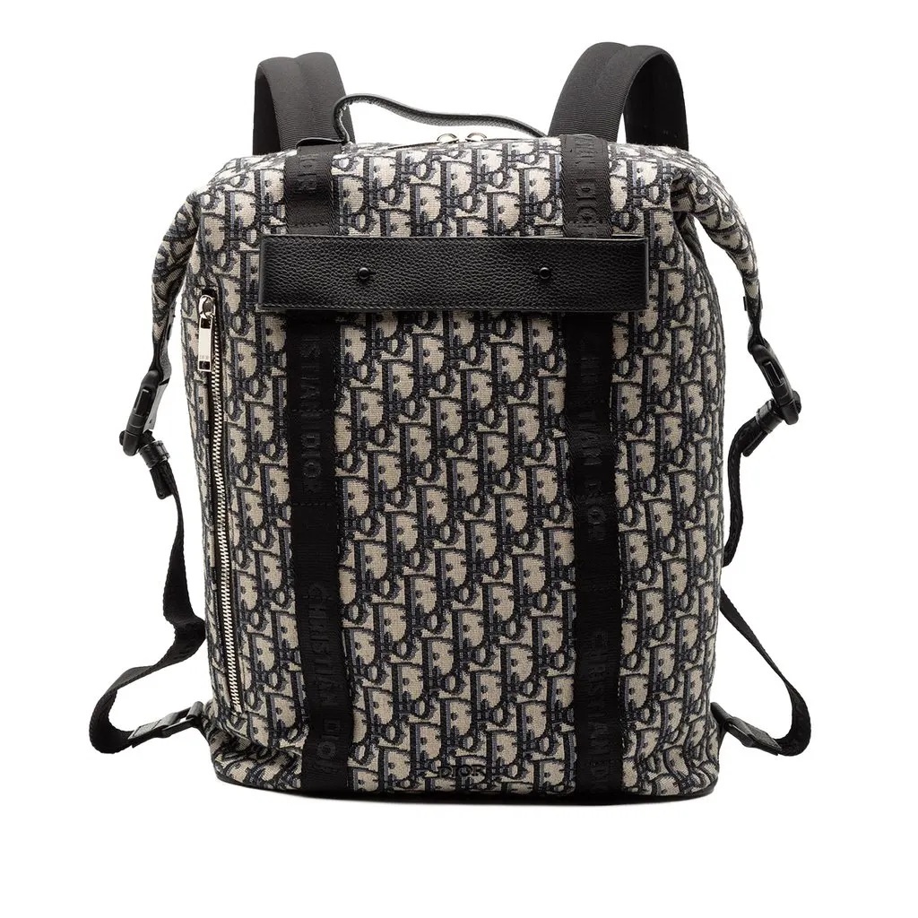 Dior Oblique Canvas Safari Backpack Blue Very good - Front View