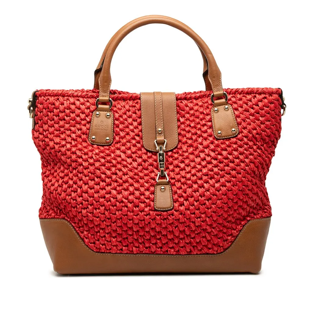 Gucci Wicker Santa Monica Tote Red Very good - Front View