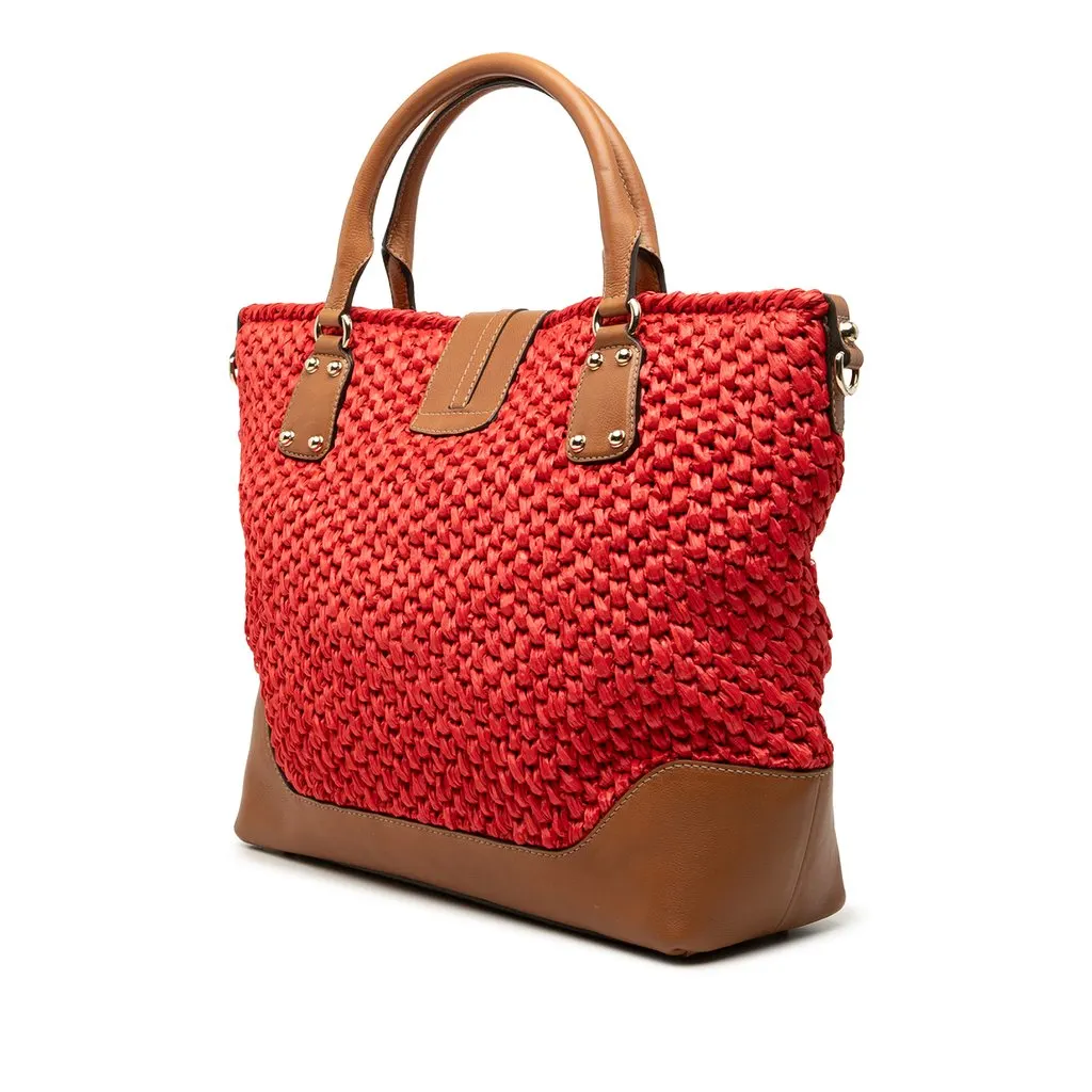 Gucci Wicker Santa Monica Tote Red Very good - Back View