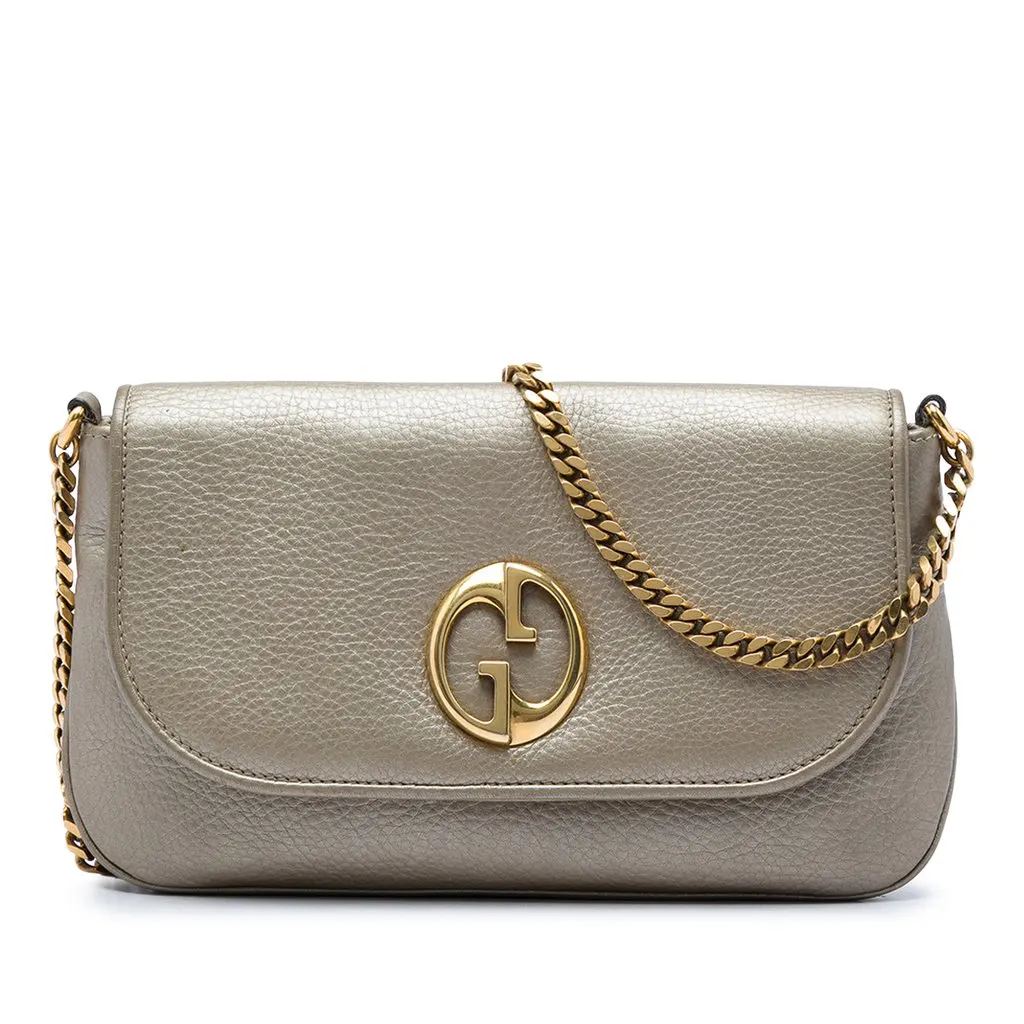Gucci Medium Calfskin 1973 Chain Crossbody Gold Leather Good - Front View