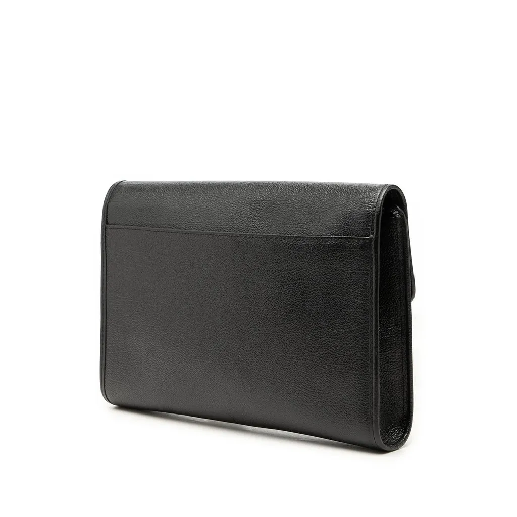 Saint Laurent Grain de Poudre Envelope Clutch Black Leather Very good - Back View
