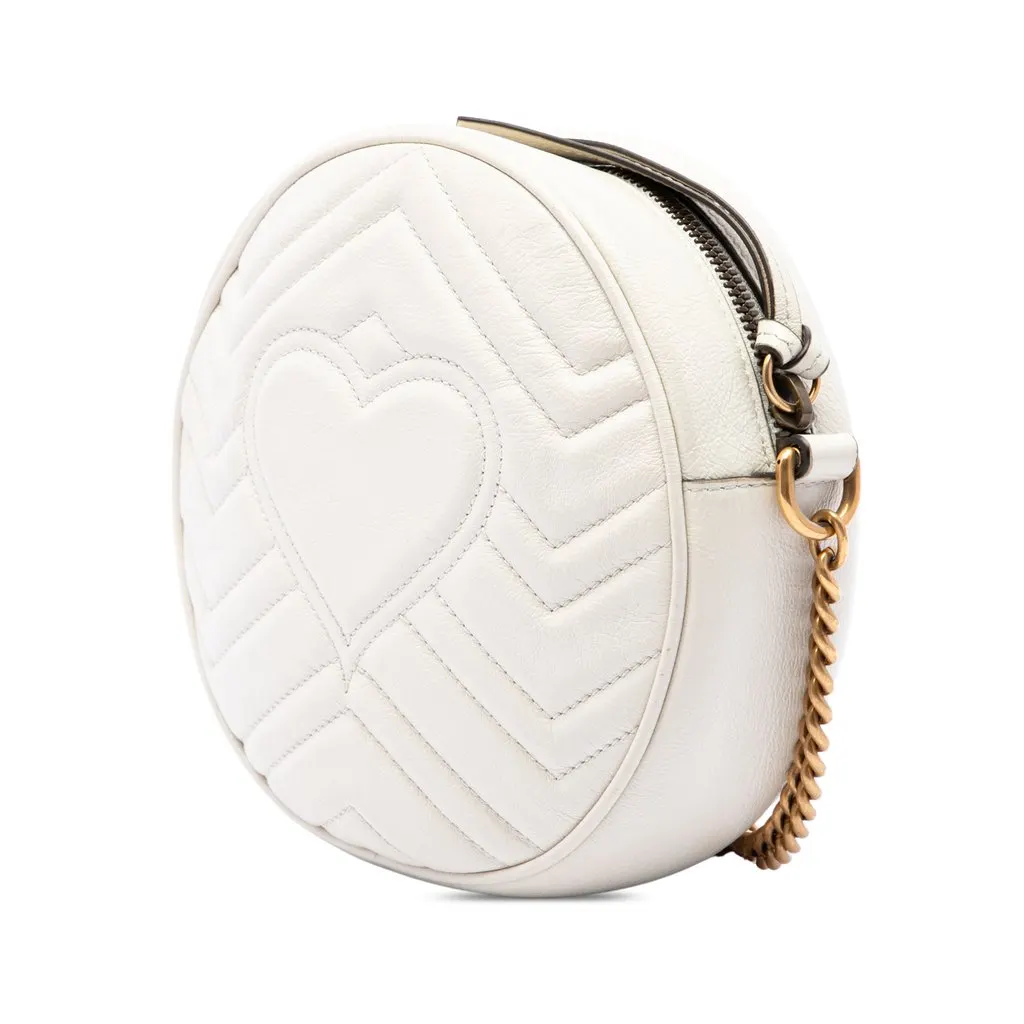 Gucci Mini GG Marmont Matelasse Calfskin Round Crossbody White Leather Very good - Back View