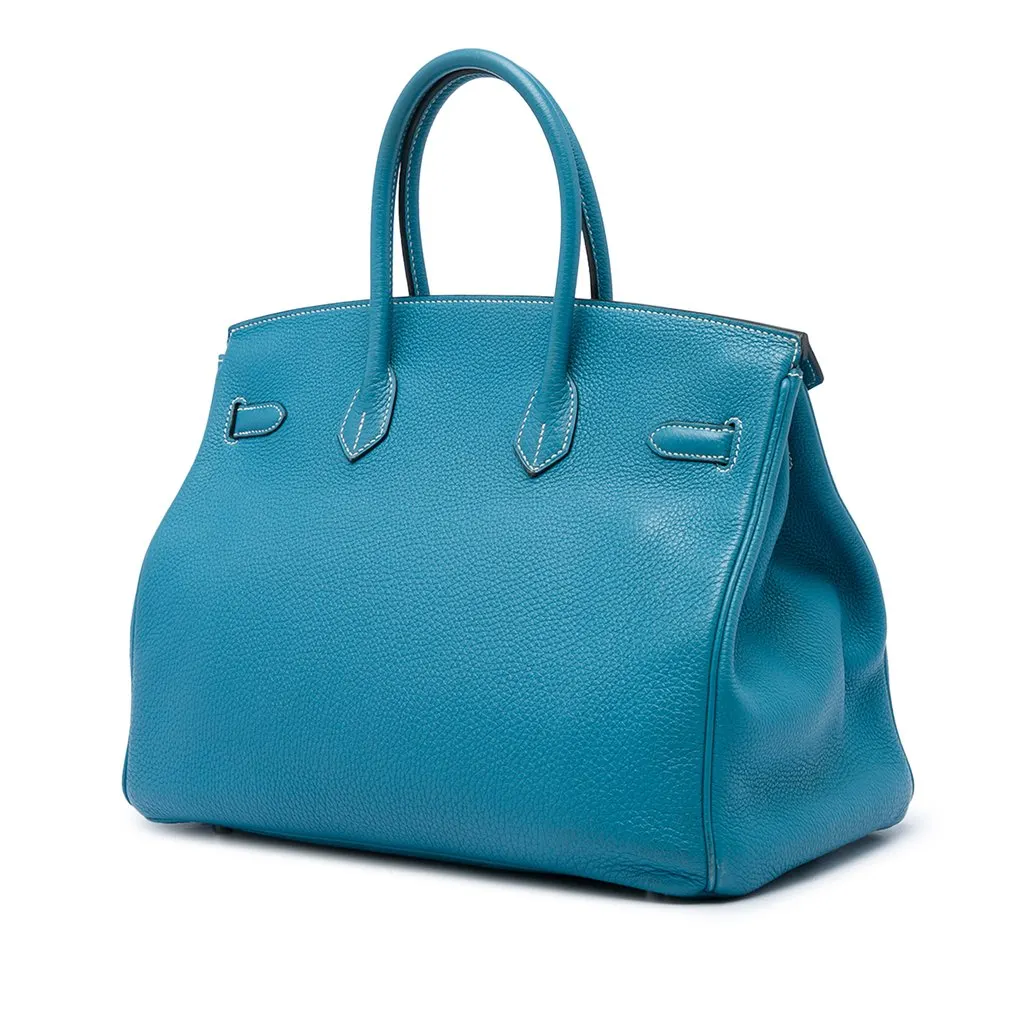 Hermès Clemence Birkin Retourne 35 Blue Leather Very good - Back View