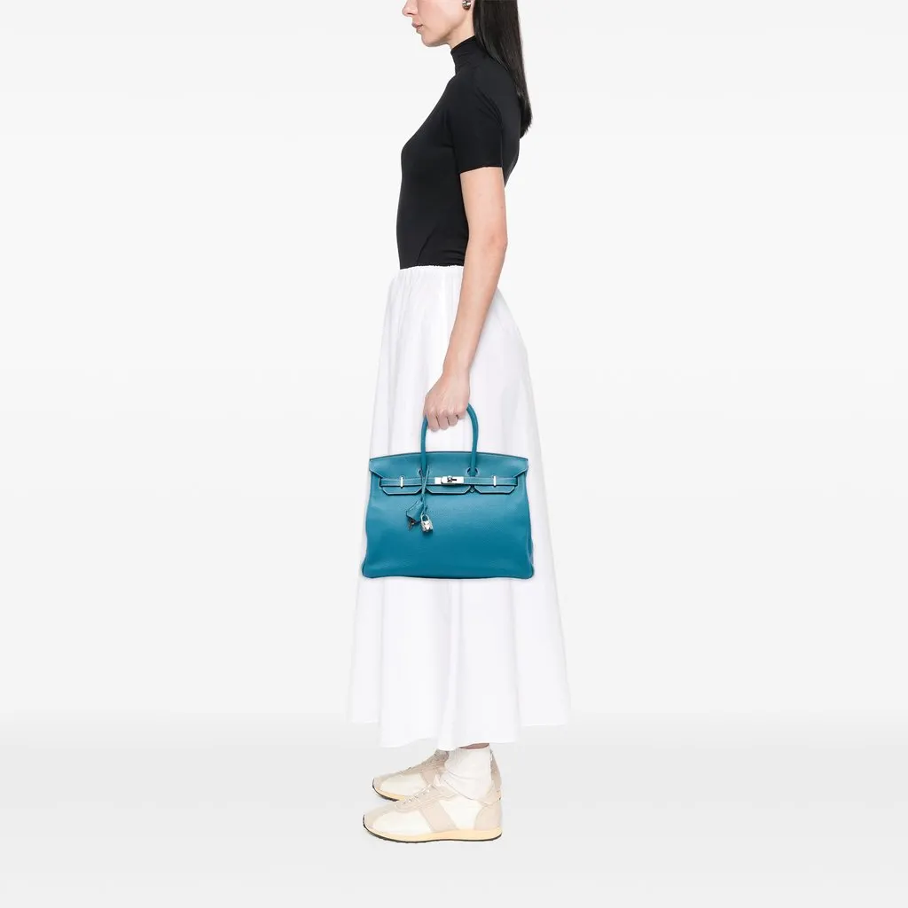 Hermès Clemence Birkin Retourne 35 Blue Leather Very good - Box View