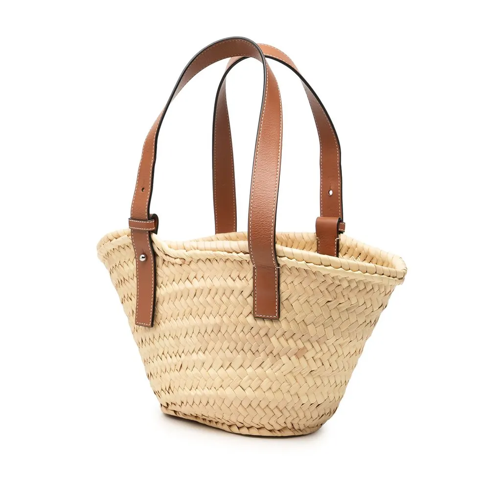 LOEWE Small Raffia Anagram Basket Tote Beige Very good - Back View