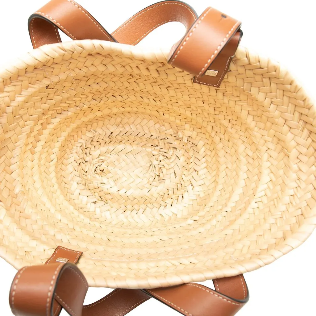 LOEWE Small Raffia Anagram Basket Tote Beige Very good - Model View