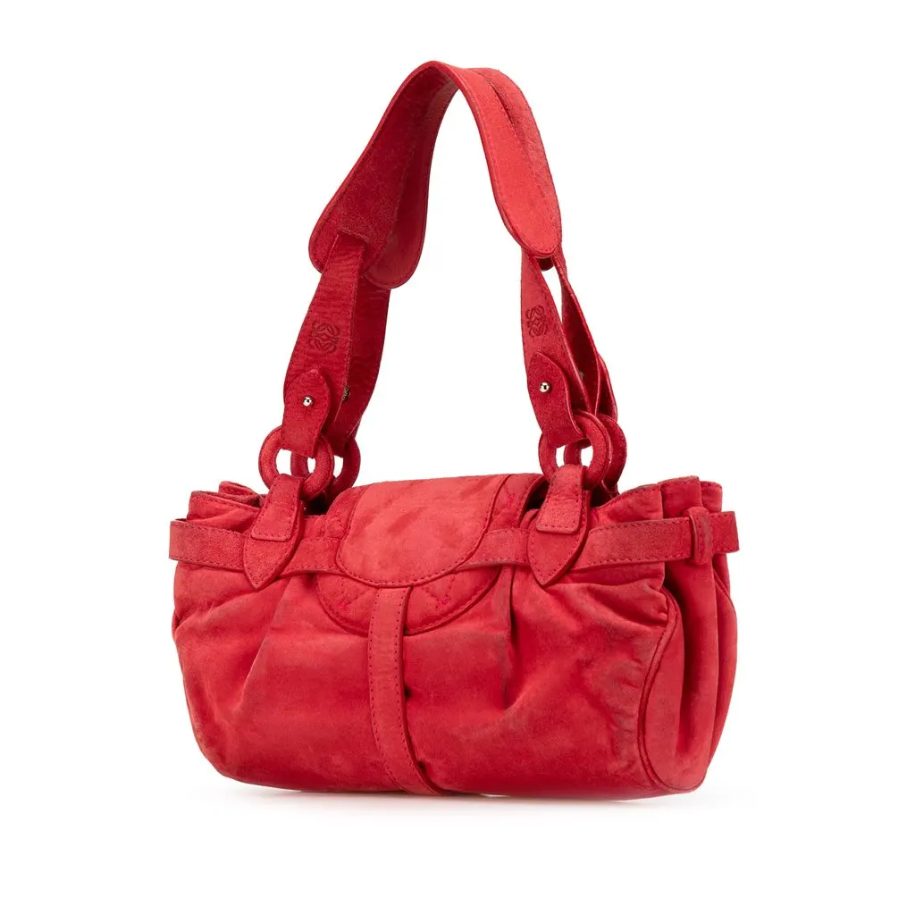 Loewe Anagram Suede Shoulder Bag Red Suede Very good - Back View