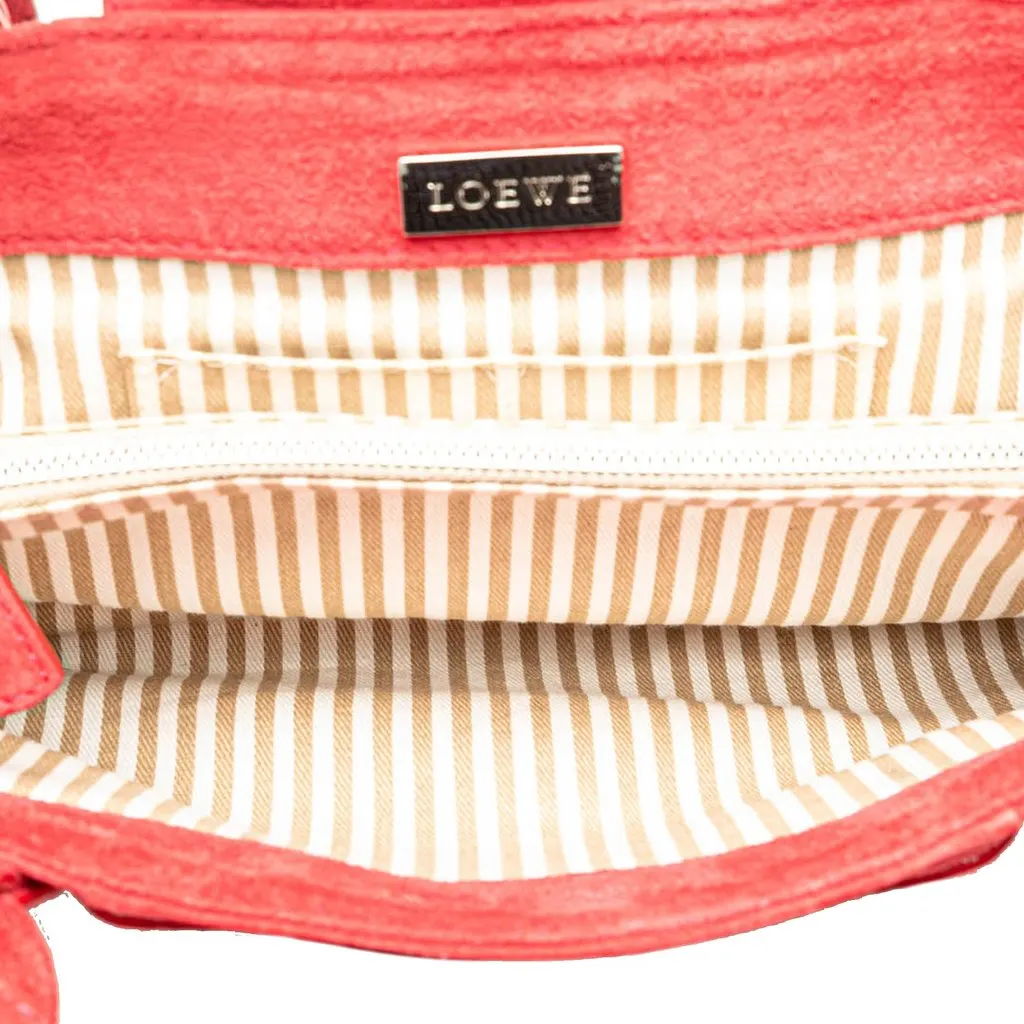 Loewe Anagram Suede Shoulder Bag Red Suede Very good - Model View