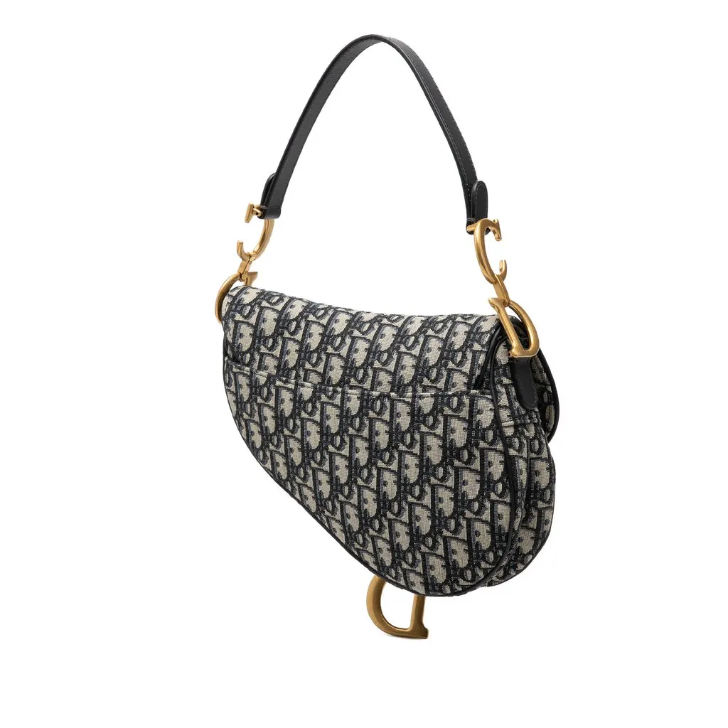 Dior Oblique Canvas Saddle Bag Blue Very good - Back View