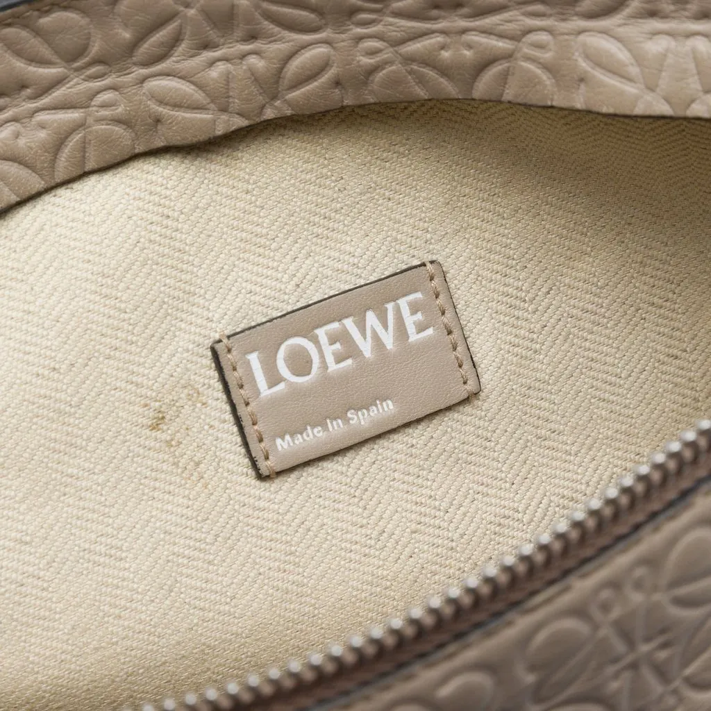 Loewe Embossed Anagram Leather Repeat T Clutch Brown Leather Very good - Box View