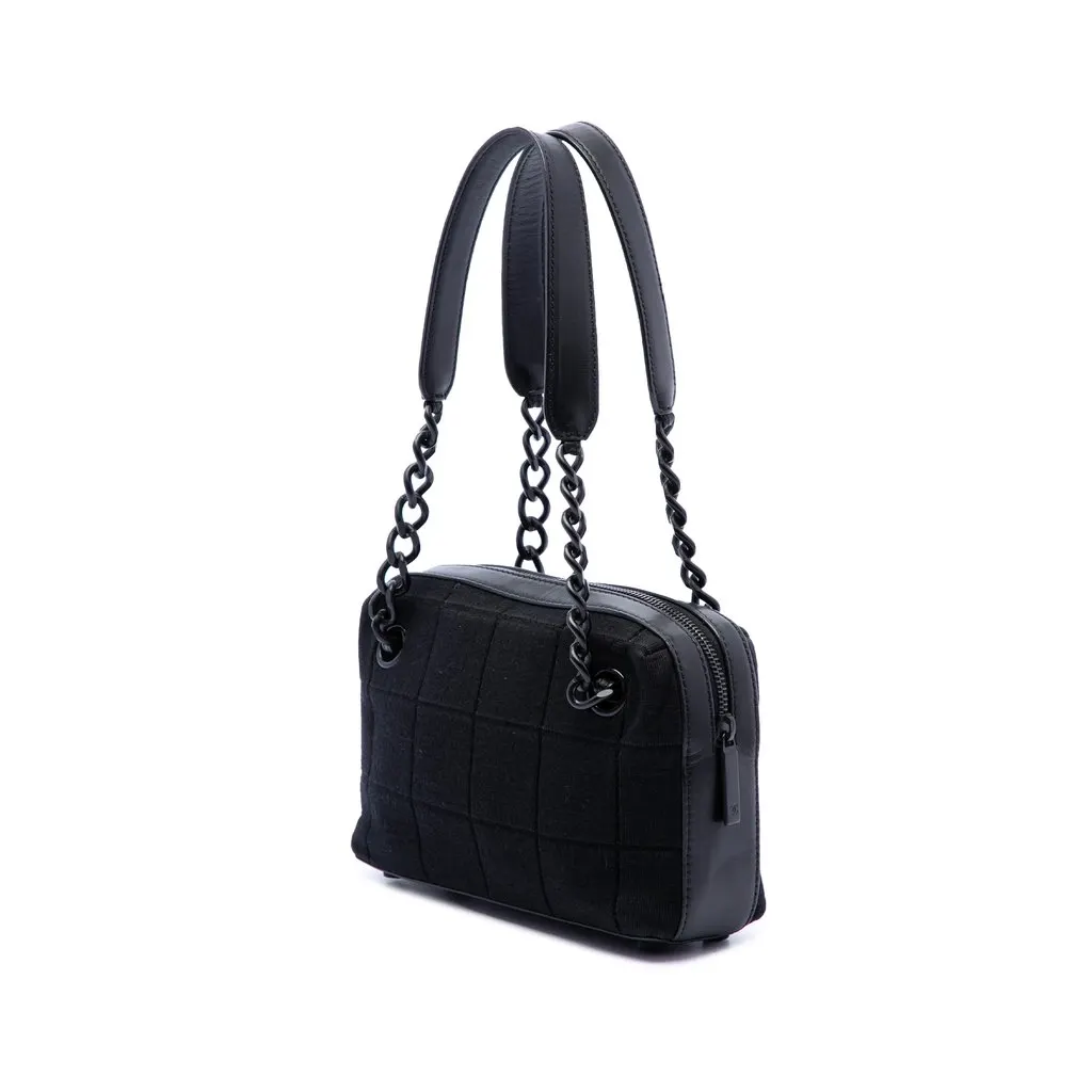 Chanel CC Chocolate Bar Jersey Handbag Black Cotton Very good - Back View