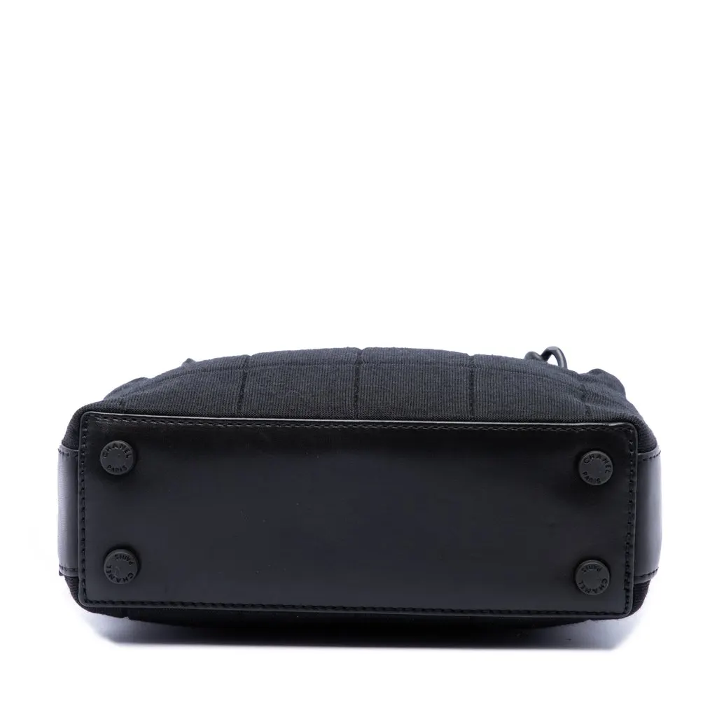 Chanel CC Chocolate Bar Jersey Handbag Black Cotton Very good - Inside View