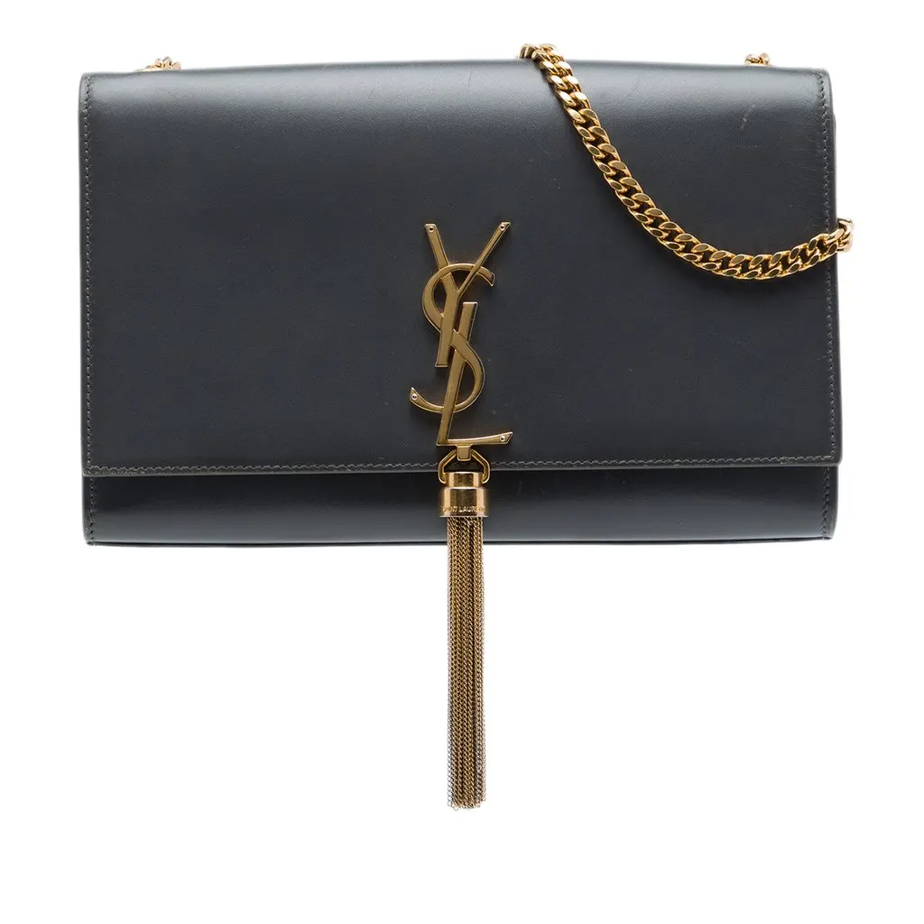 Saint Laurent Medium Smooth Calfskin Classic Monogram Kate Tassel Crossbody Black Leather Very good - Front View