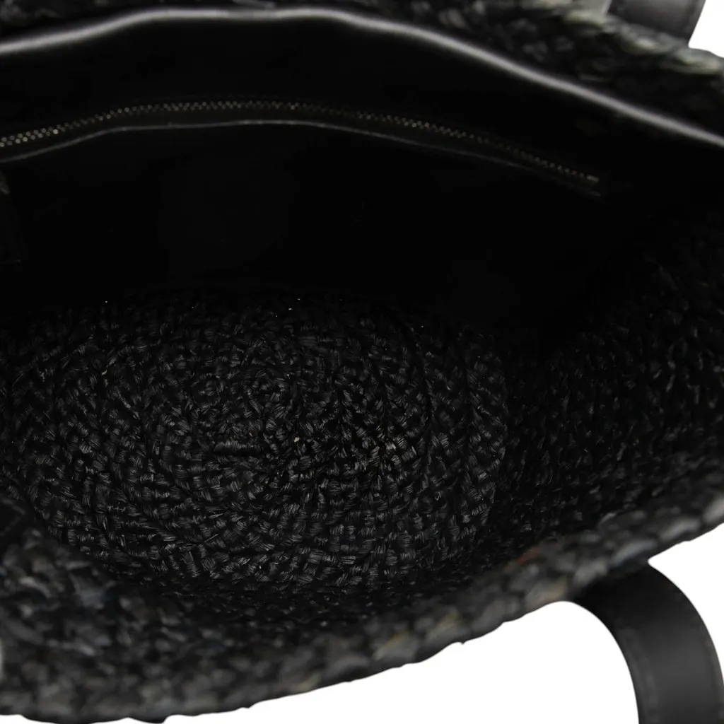Saint Laurent Small Raffia Panier Tote Black Very good - Model View