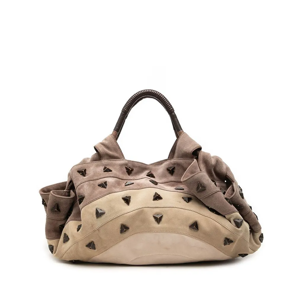Loewe Studded Suede Aire Handbag Brown Suede Good - Front View