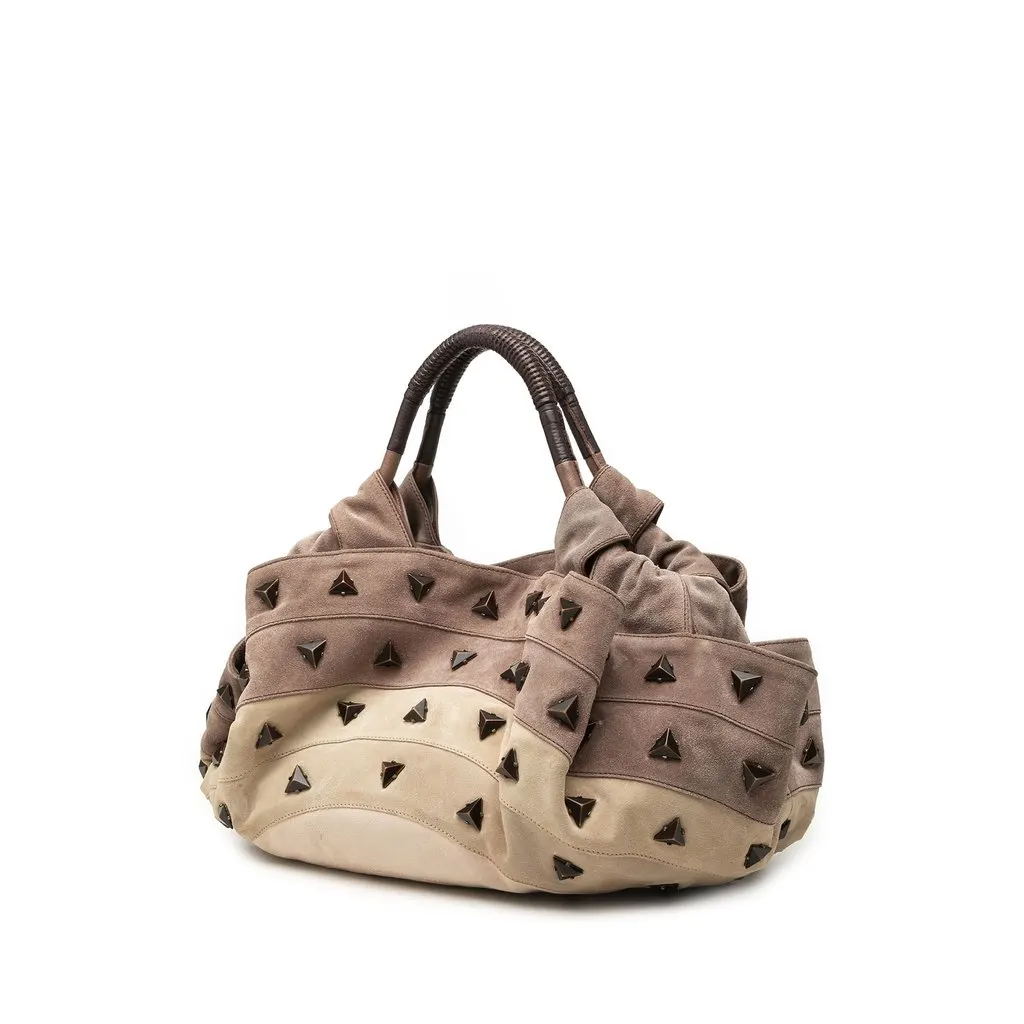 Loewe Studded Suede Aire Handbag Brown Suede Good - Back View