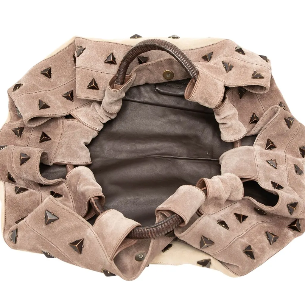 Loewe Studded Suede Aire Handbag Brown Suede Good - Model View