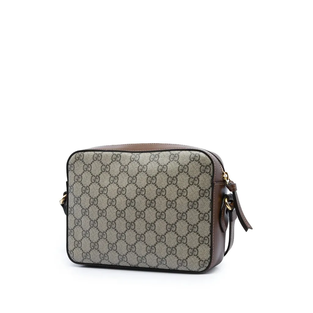 Gucci Small GG Supreme Horsebit 1955 Crossbody Beige Canvas Good - Back View