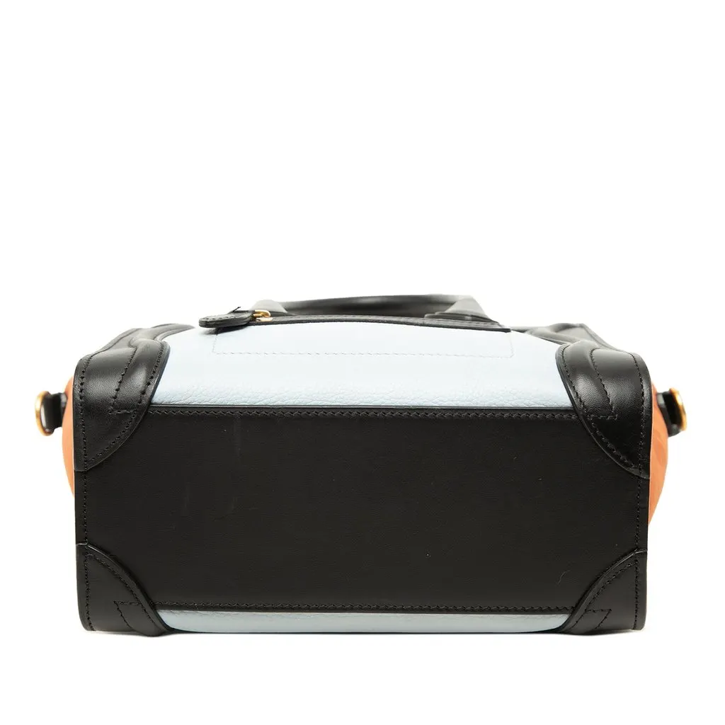 Celine Nano Tricolor Nubuck and Drummed Calfskin Luggage Tote White Leather Good - Inside View