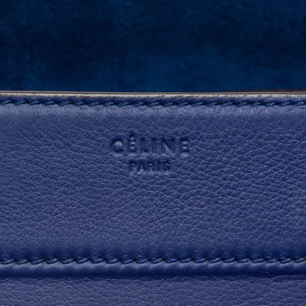 Celine Medium Grained Calfskin Phantom Luggage Tote Blue Leather Very good - Box View