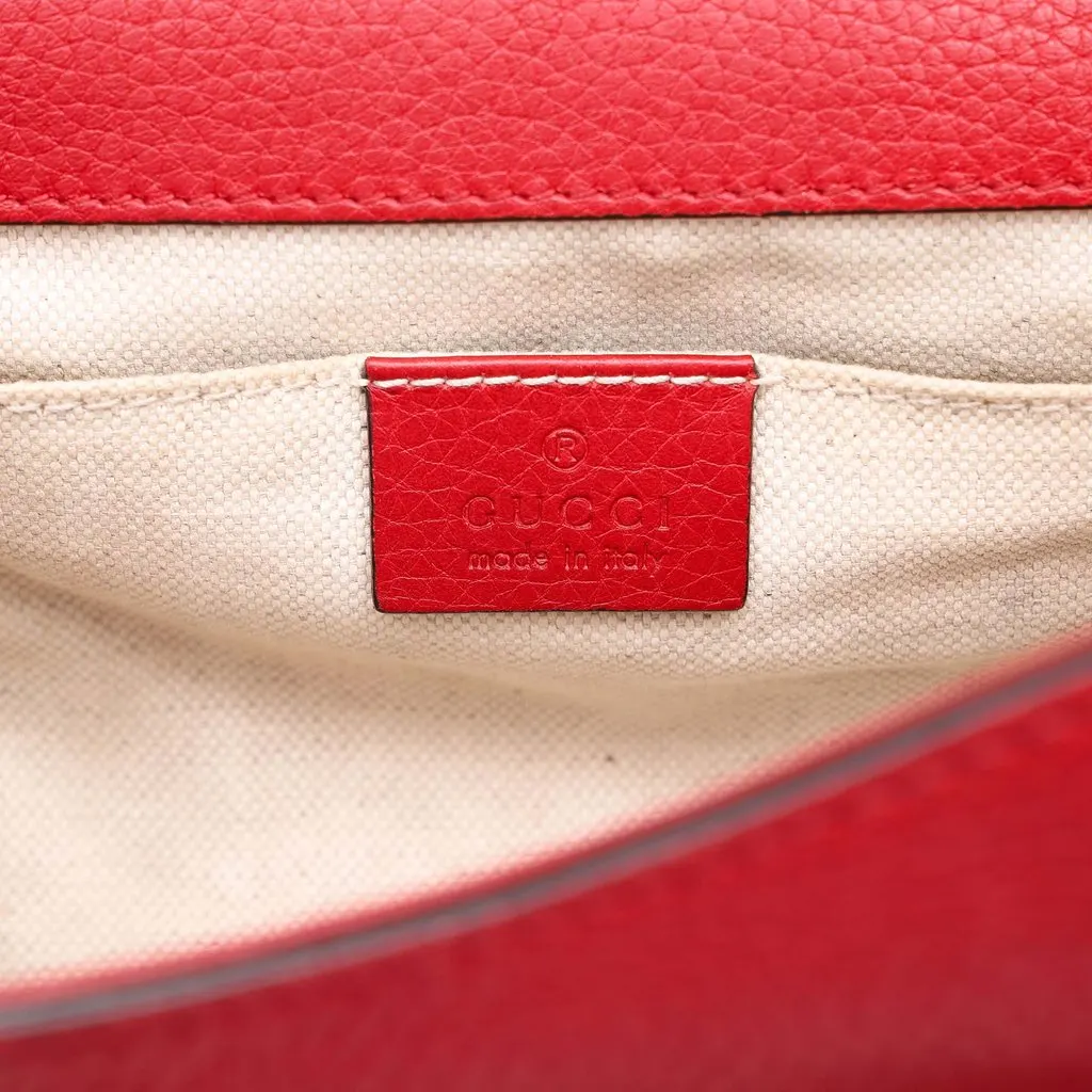 Gucci Small GG Marmont Calfskin Top Handle Satchel Red Leather Good - Box View