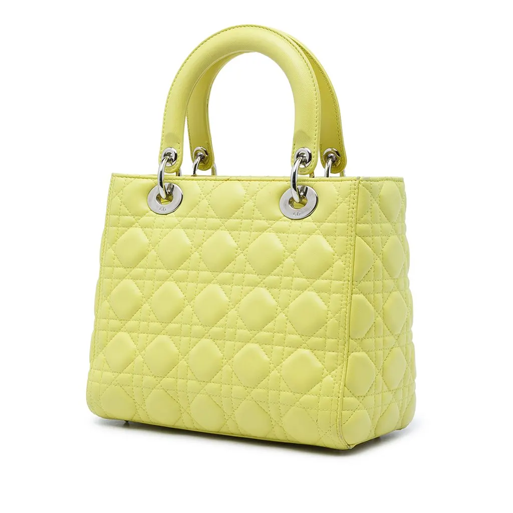 Dior Medium Lambskin Cannage Lady Dior Yellow Leather Very good - Back View