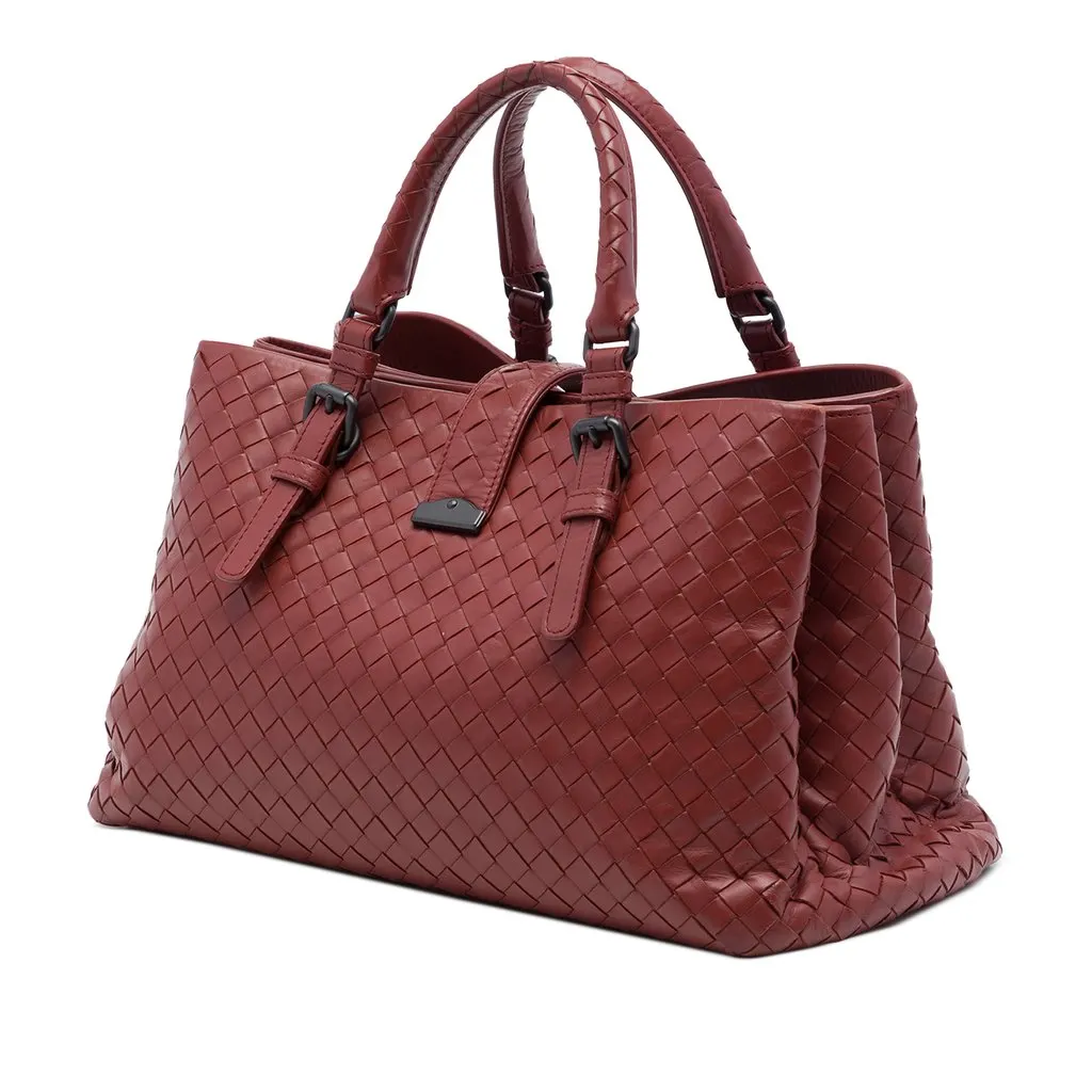 Bottega Veneta Small Nappa Intrecciato Roma Satchel Red Leather Very good - Back View