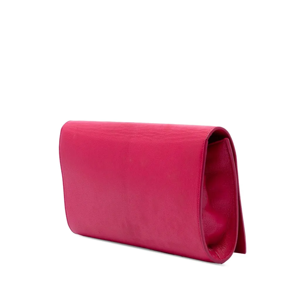 Saint Laurent Large Leather Monogram Belle De Jour Clutch Pink Leather Good - Back View