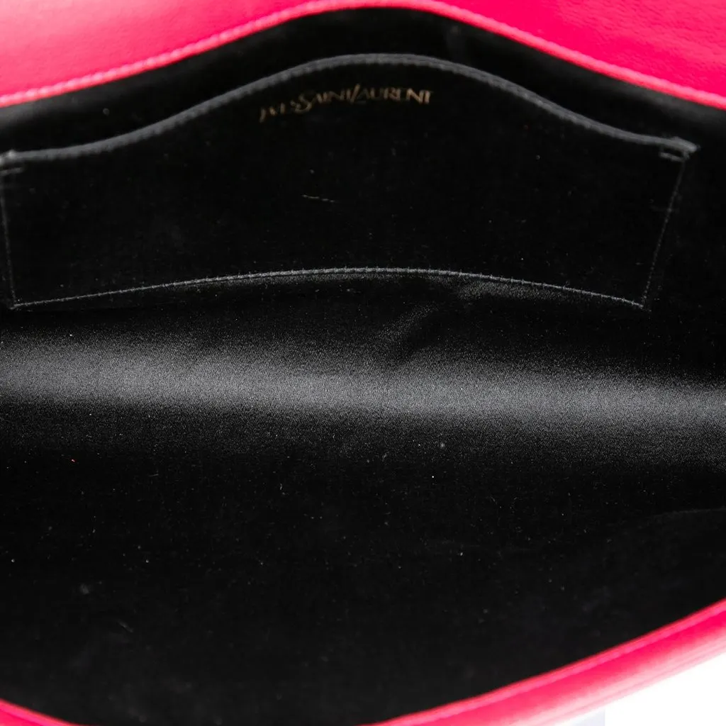 Saint Laurent Large Leather Monogram Belle De Jour Clutch Pink Leather Good - Model View