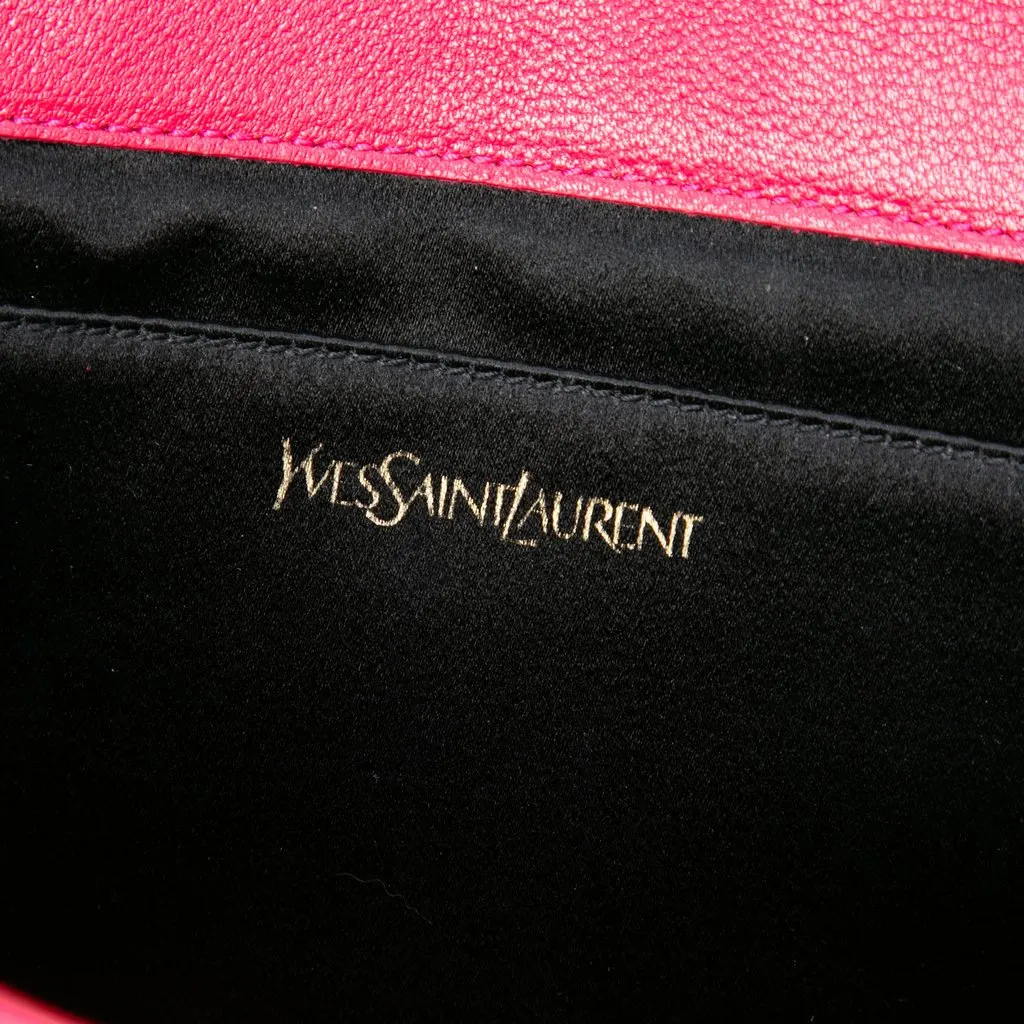 Saint Laurent Large Leather Monogram Belle De Jour Clutch Pink Leather Good - Box View