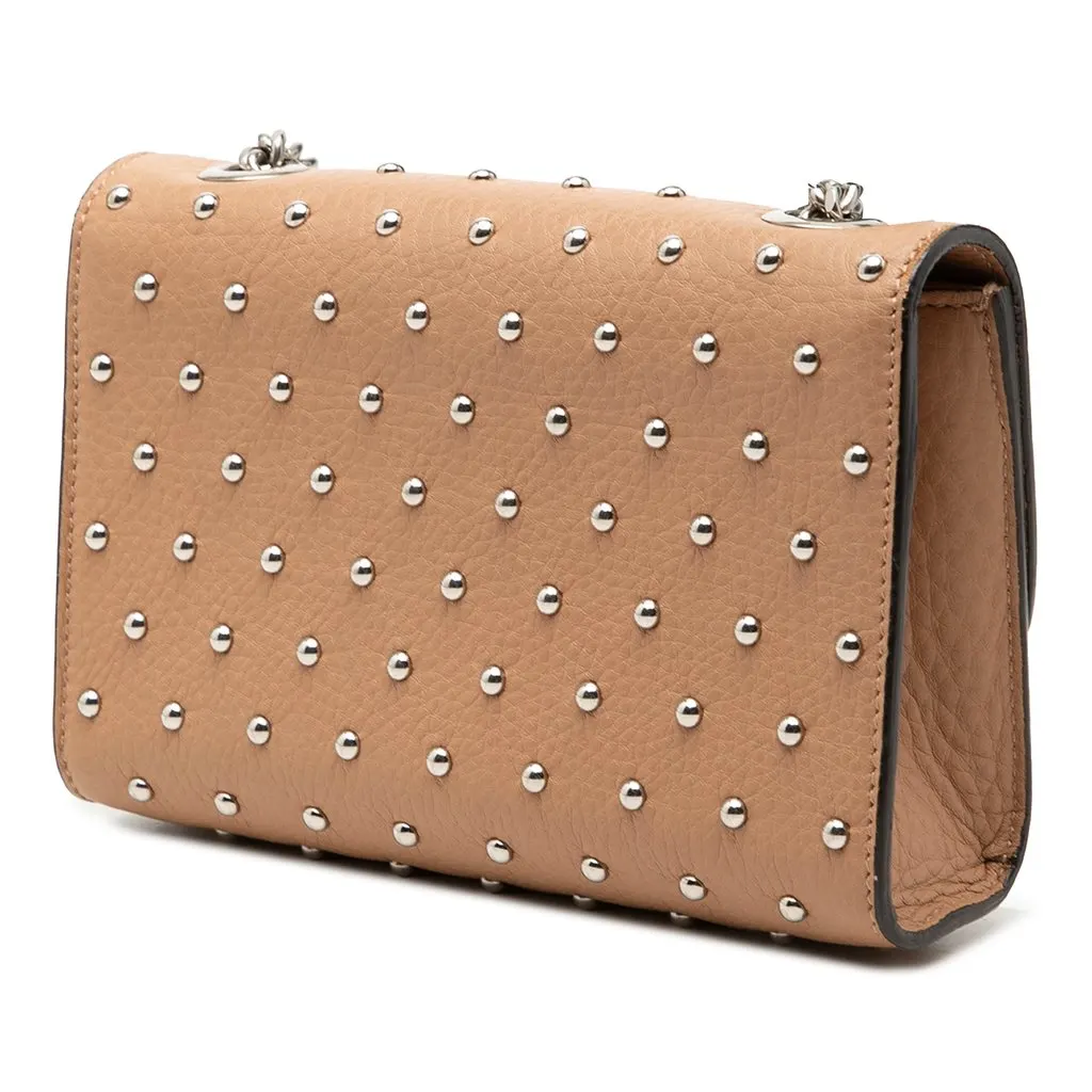 Gucci Small Calfskin Studded Miss Bamboo Crossbody Beige Leather Very good - Back View