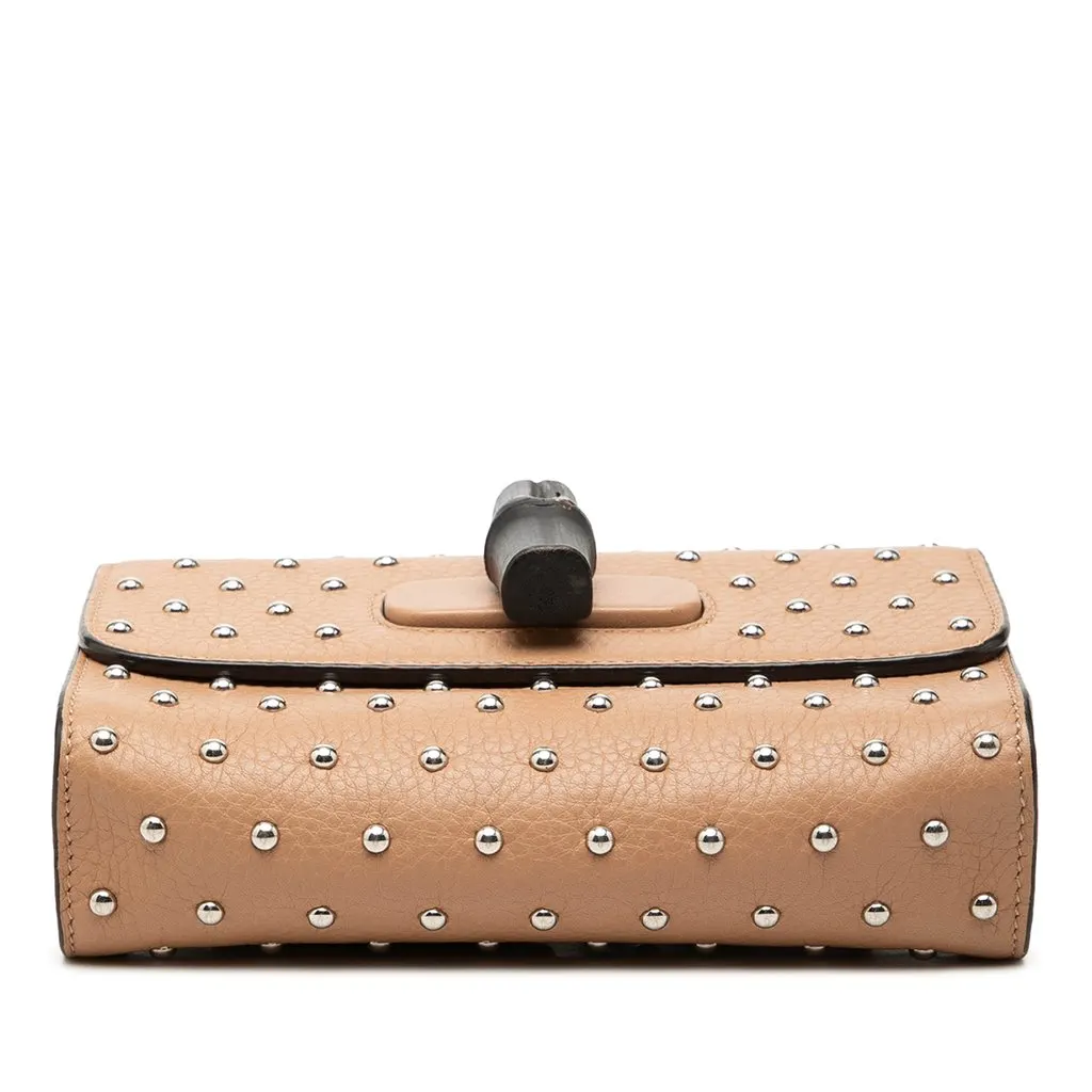 Gucci Small Calfskin Studded Miss Bamboo Crossbody Beige Leather Very good - Inside View
