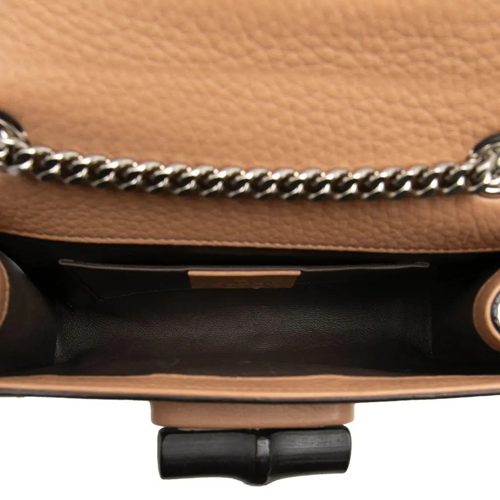 Gucci Small Calfskin Studded Miss Bamboo Crossbody Beige Leather Very good - Model View