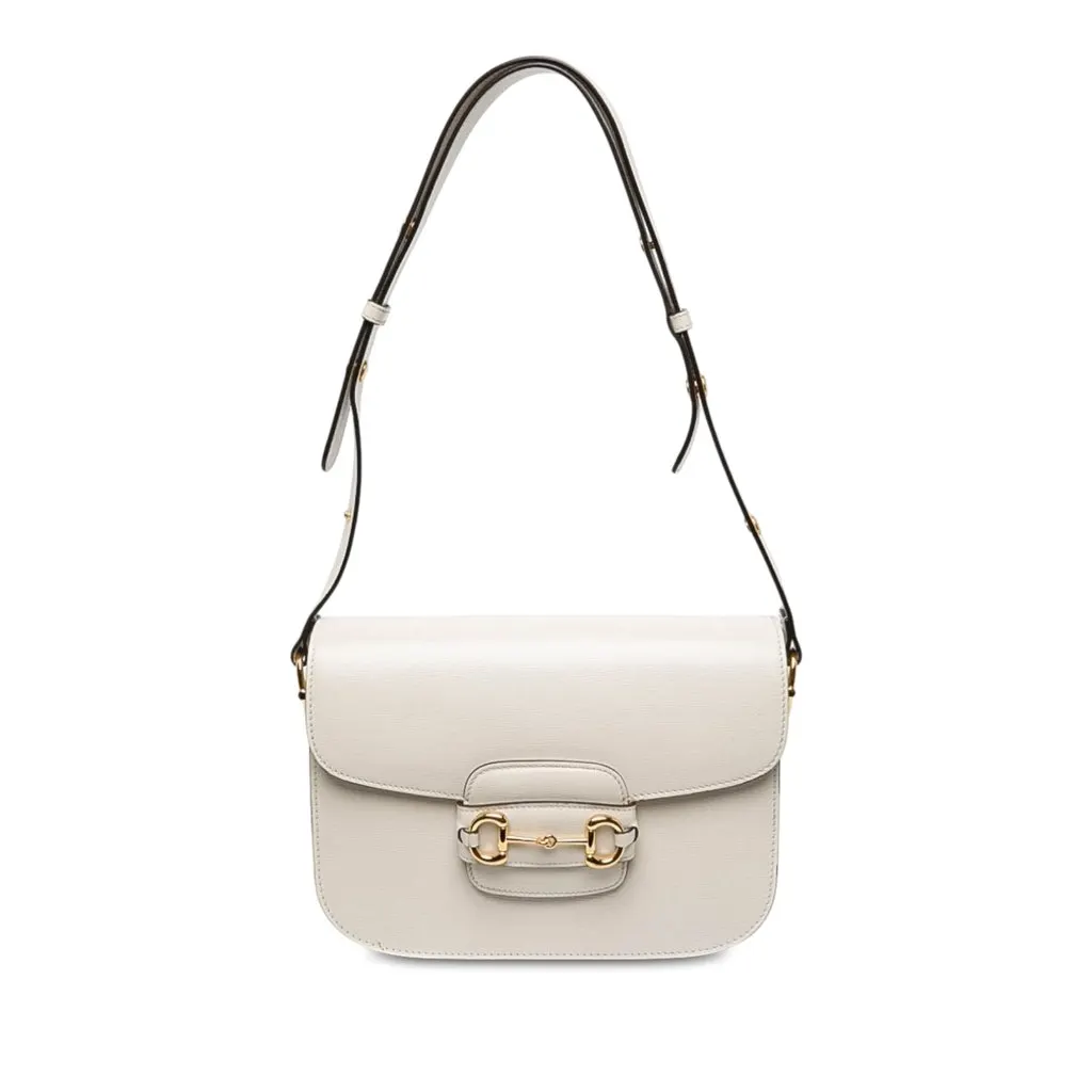 Gucci Medium Calfskin Horsebit 1955 Shoulder Bag White Leather Very good - Front View
