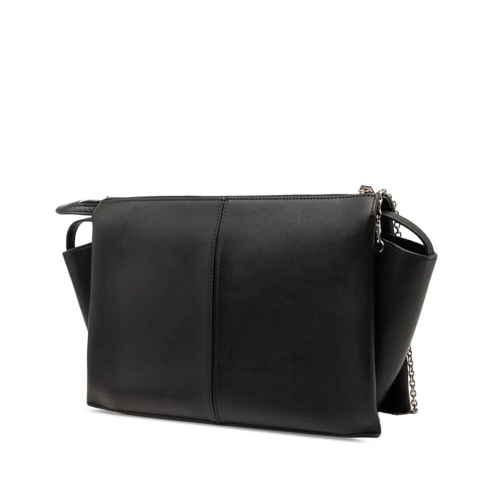 Celine Trifold Leather Clutch On Chain Black Leather Very good - Back View