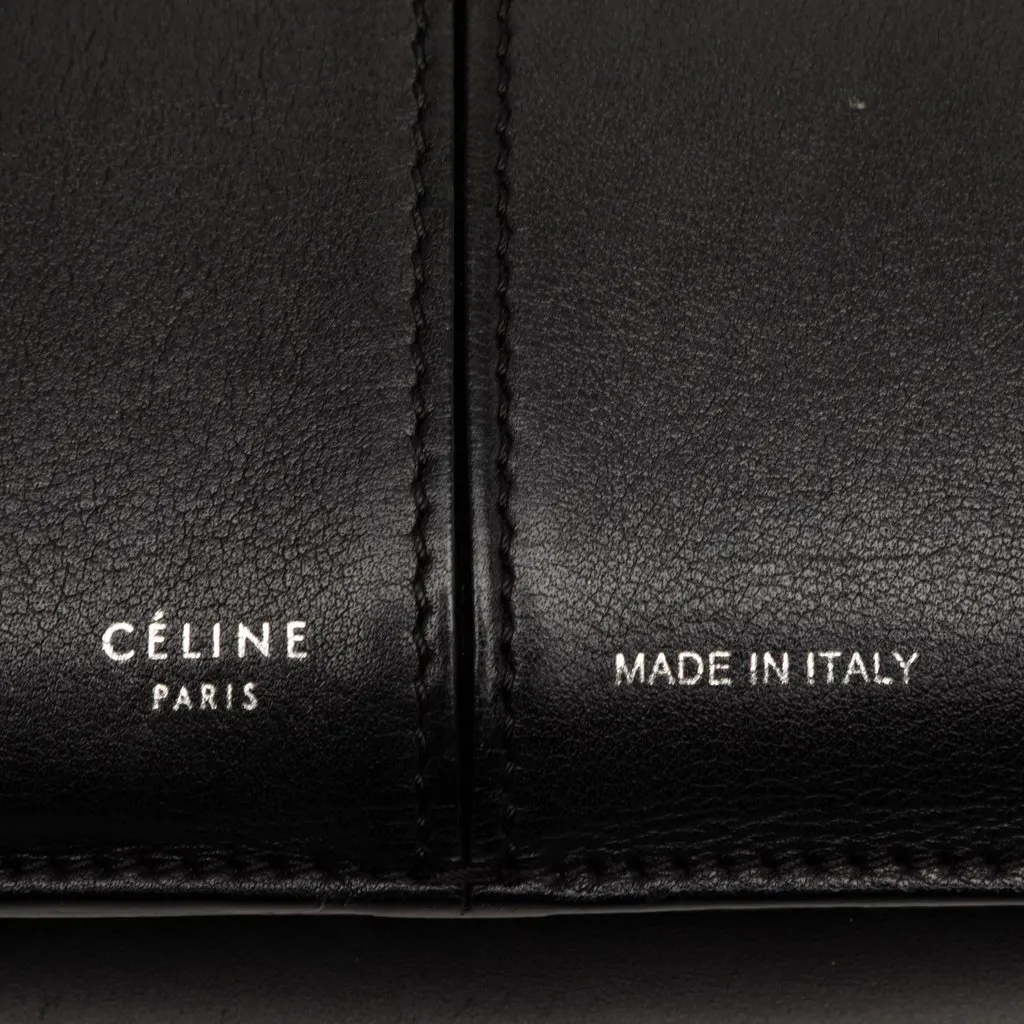 Celine Trifold Leather Clutch On Chain Black Leather Very good - Box View