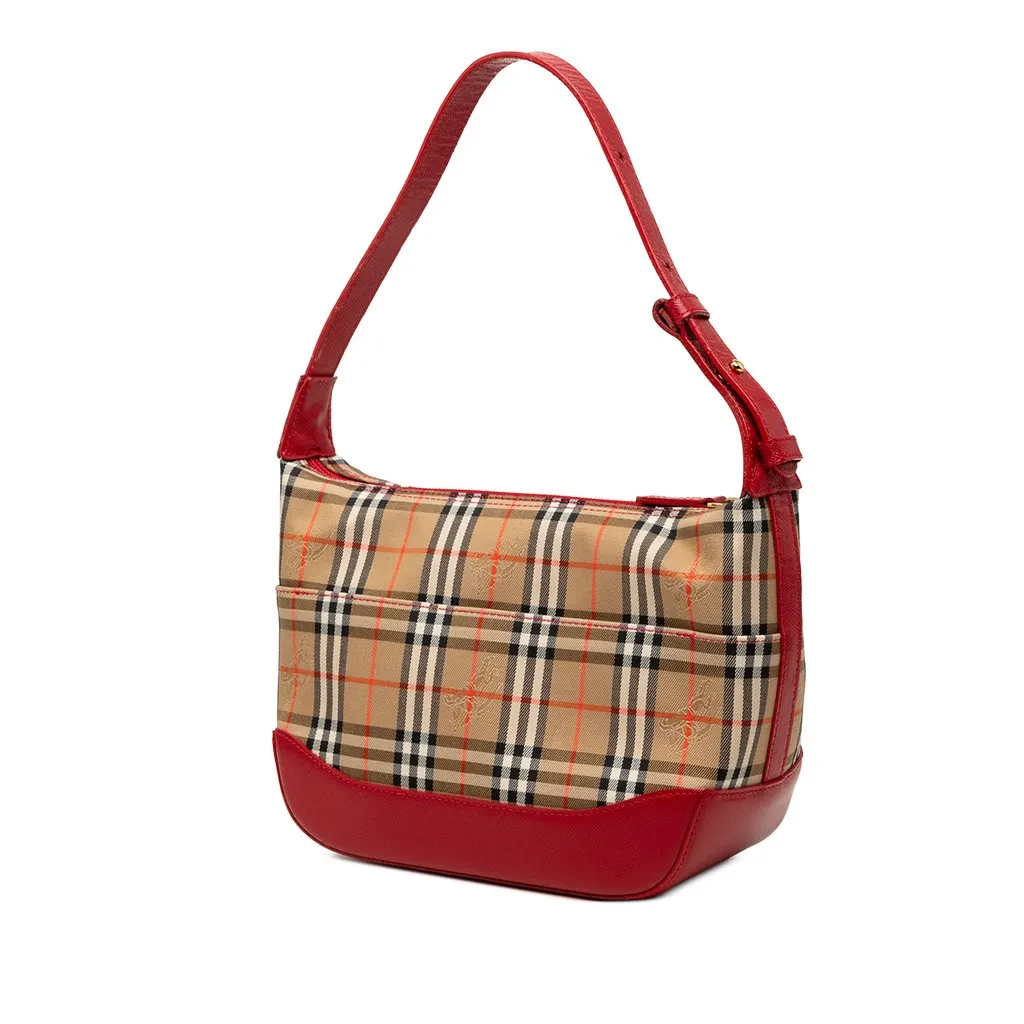 Burberry Haymarket Check Canvas Shoulder Bag Beige Very good - Back View