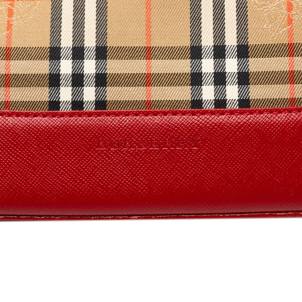 Burberry Haymarket Check Canvas Shoulder Bag Beige Very good - Box View