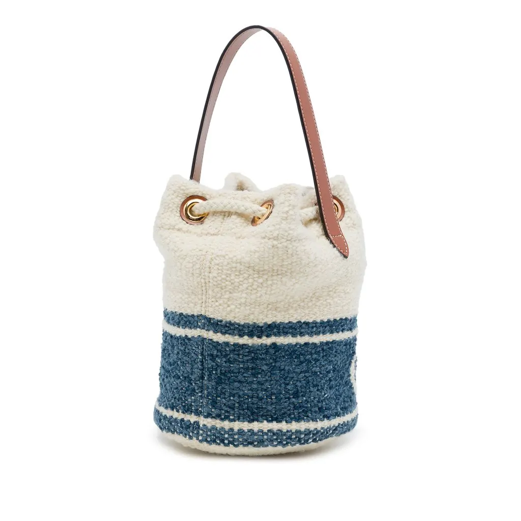 Celine Teen Plein Soleil Canvas Drawstring Bucket Bag Blue Canvas Very good - Back View