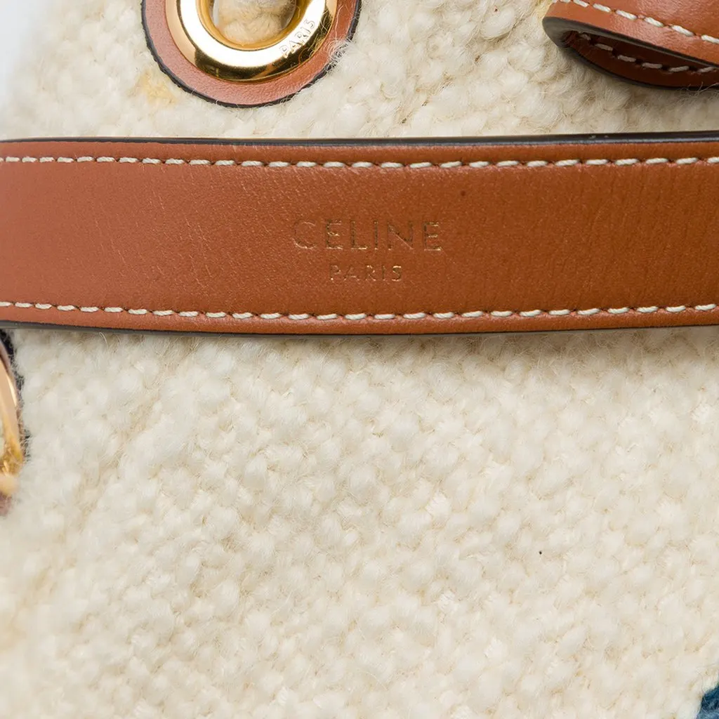 Celine Teen Plein Soleil Canvas Drawstring Bucket Bag Blue Canvas Very good - Box View