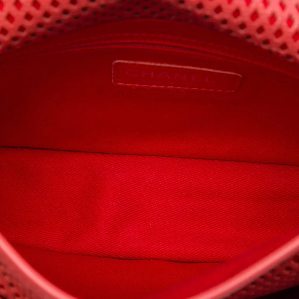 Chanel Small Perforated Calfskin Up In The Air Flap Red Leather Very good - Model View