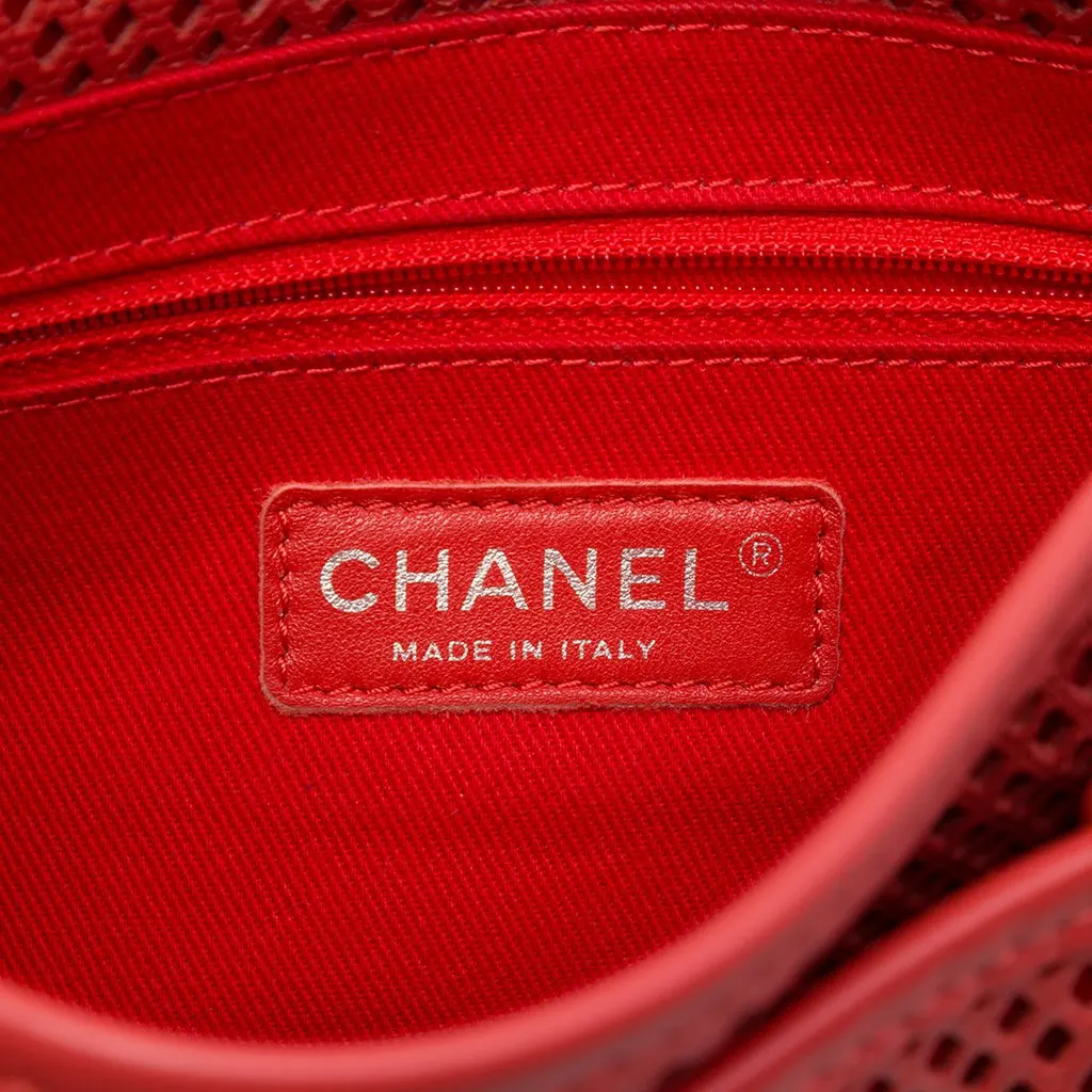 Chanel Small Perforated Calfskin Up In The Air Flap Red Leather Very good - Box View