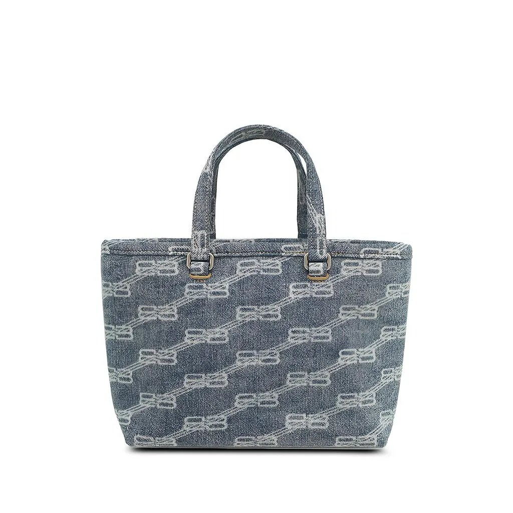 Balenciaga Small BB Monogram Denim East West Tote