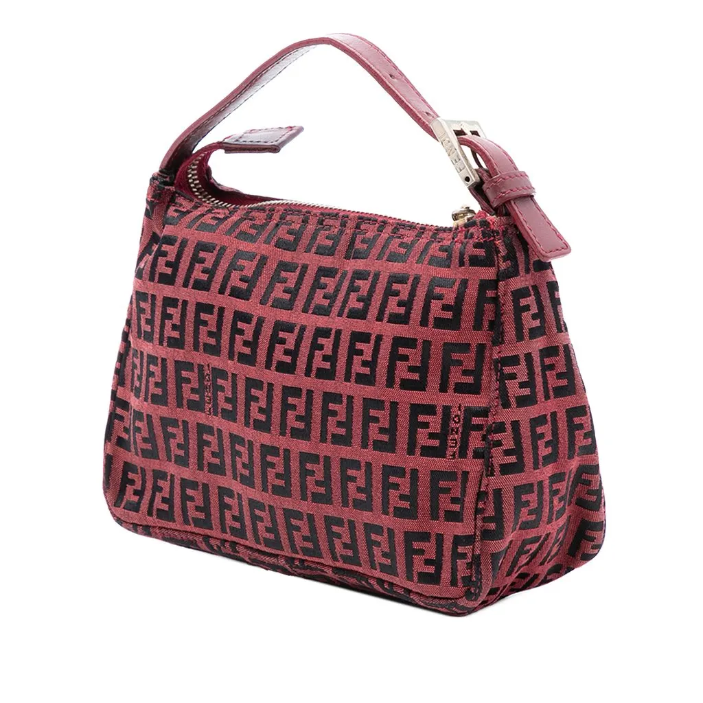 Fendi Zucchino Canvas Handbag Red Very good - Back View