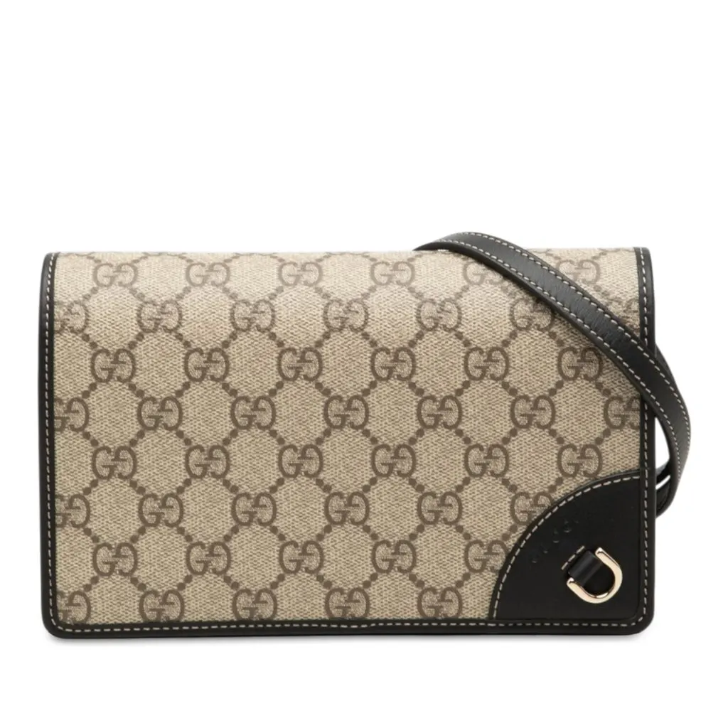 Gucci GG Supreme Web Crossbody Beige Very good - Front View