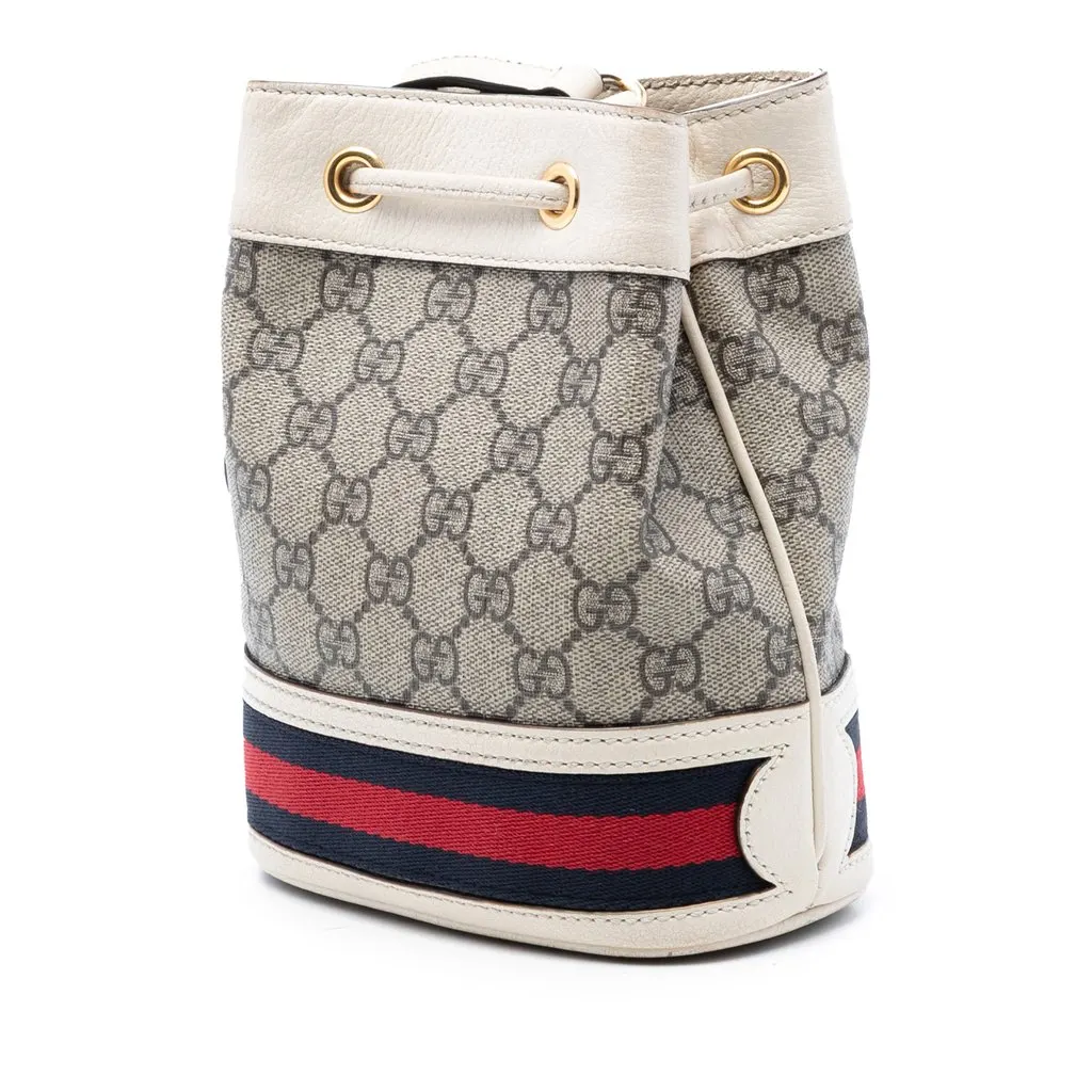 Gucci Mini GG Supreme Web Ophidia Bucket Bag Beige Very good - Back View