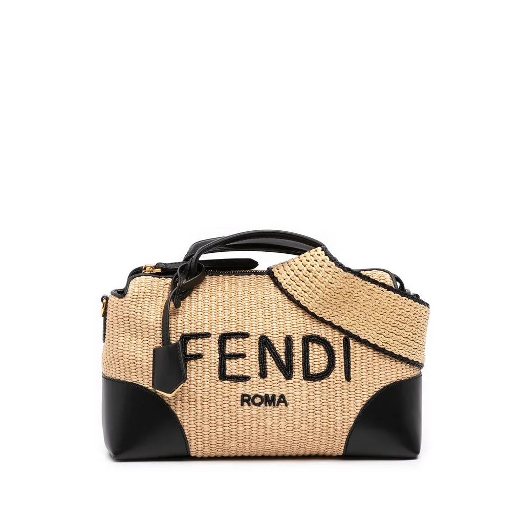 Fendi Medium Raffia By The Way Satchel Beige Very good - Front View